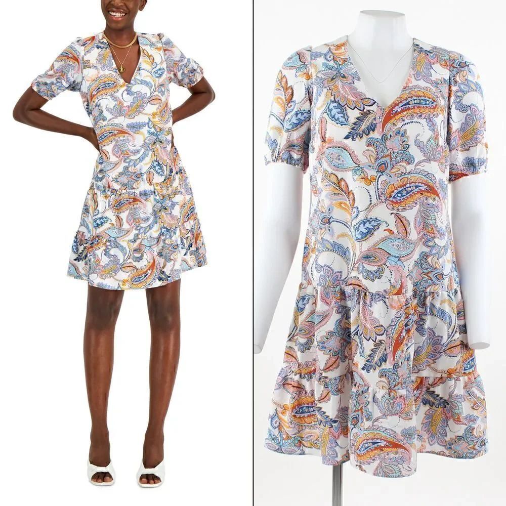 INC International Concepts  Printed V-Neck Shift Dress